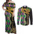 Personalized Mardi Gras Couples Matching Off Shoulder Maxi Dress and Long Sleeve Button Shirt Gold Mask Unique Style