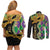 Personalized Mardi Gras Couples Matching Off Shoulder Short Dress and Long Sleeve Button Shirt Gold Mask Unique Style