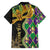 Personalized Mardi Gras Family Matching Long Sleeve Bodycon Dress and Hawaiian Shirt Gold Mask Unique Style