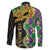 Personalized Mardi Gras Family Matching Long Sleeve Bodycon Dress and Hawaiian Shirt Gold Mask Unique Style