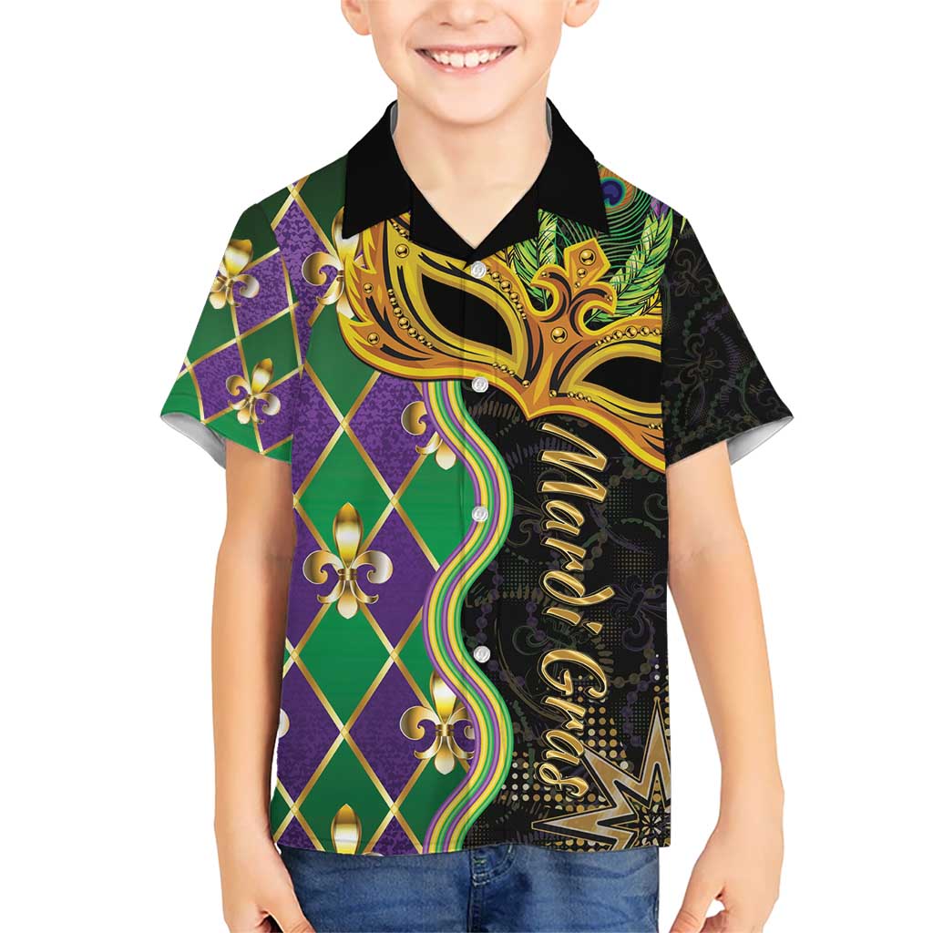 Personalized Mardi Gras Kid Hawaiian Shirt Gold Mask Unique Style