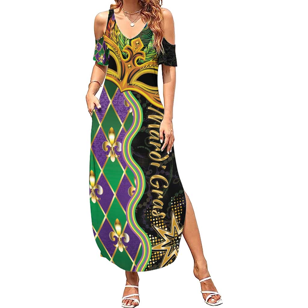 Personalized Mardi Gras Summer Maxi Dress Gold Mask Unique Style