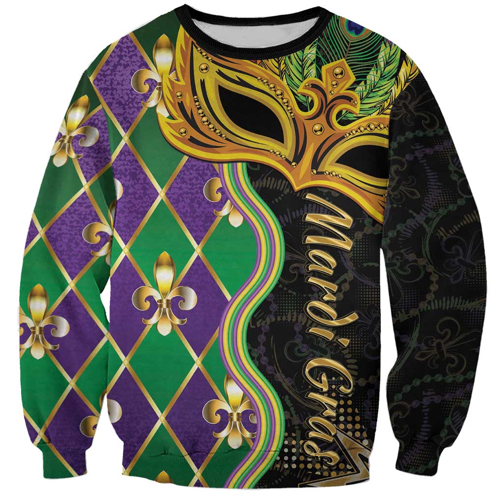 Personalized Mardi Gras Sweatshirt Gold Mask Unique Style