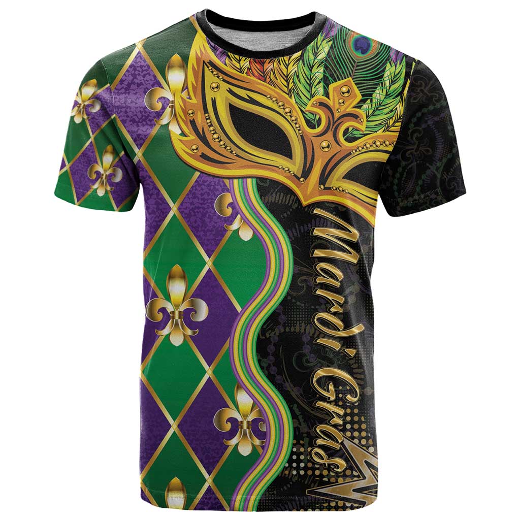 Personalized Mardi Gras T Shirt Gold Mask Unique Style