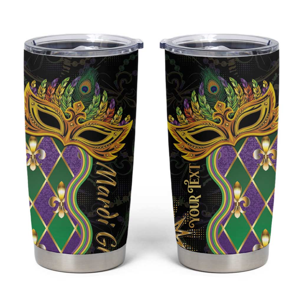 Personalized Mardi Gras Tumbler Cup Gold Mask Unique Style