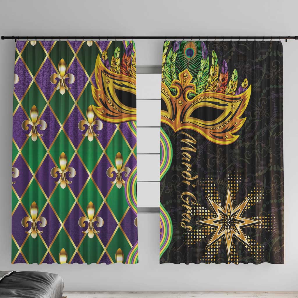 Personalized Mardi Gras Window Curtain Gold Mask Unique Style