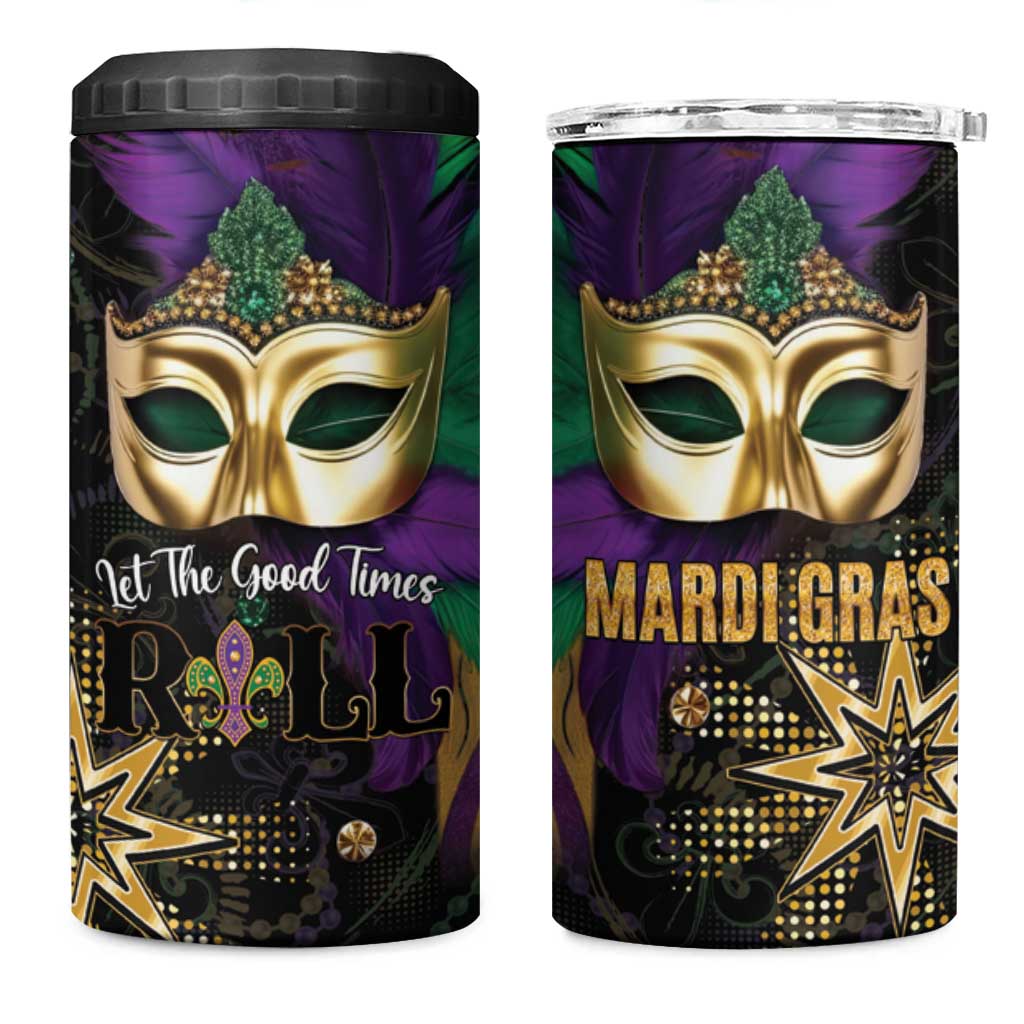 Let The Good Times Roll Mardi Gras 4 in 1 Can Cooler Tumbler Special Version