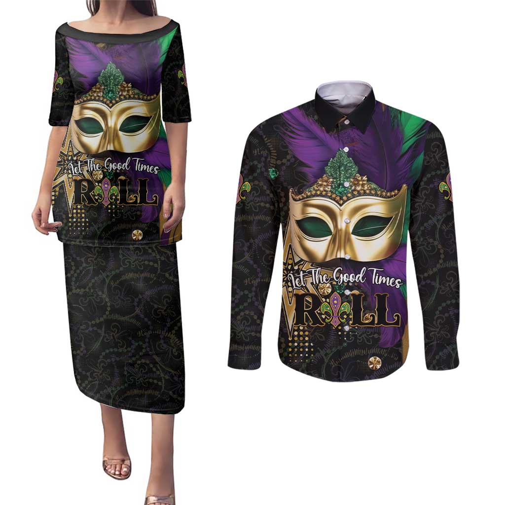 Let The Good Times Roll Mardi Gras Couples Matching Puletasi and Long Sleeve Button Shirt Special Version