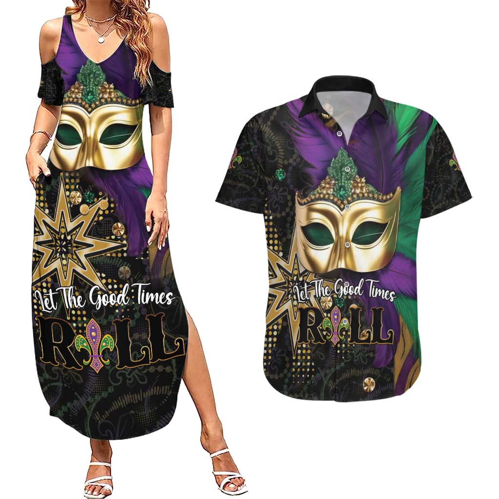 Let The Good Times Roll Mardi Gras Couples Matching Summer Maxi Dress and Hawaiian Shirt Special Version