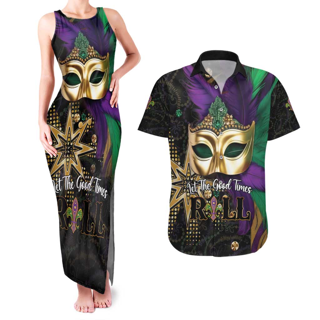 Let The Good Times Roll Mardi Gras Couples Matching Tank Maxi Dress and Hawaiian Shirt Special Version