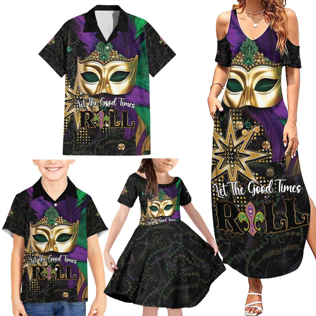 Let The Good Times Roll Mardi Gras Family Matching Summer Maxi Dress and Hawaiian Shirt Special Version