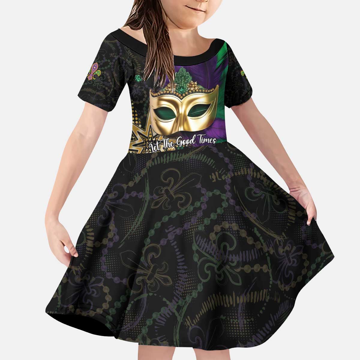 Let The Good Times Roll Mardi Gras Kid Short Sleeve Dress Special Version