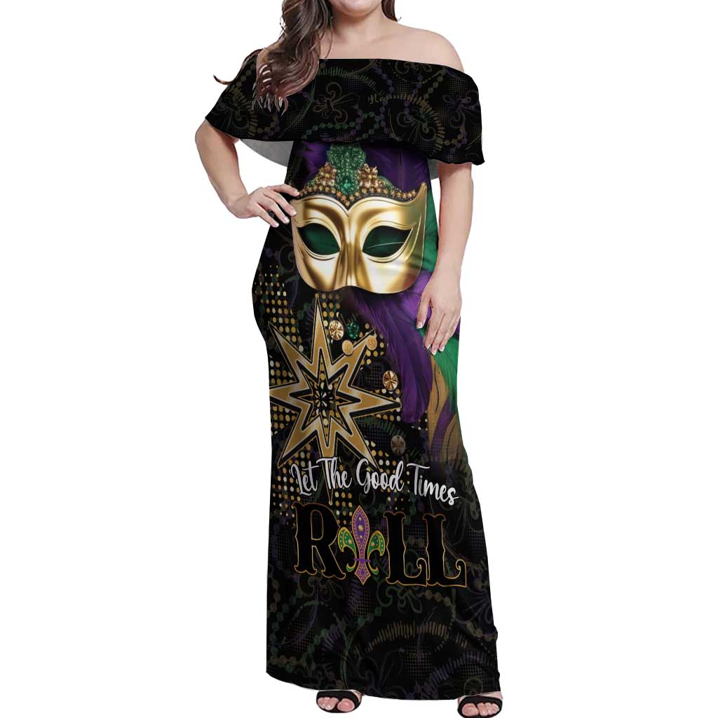 Let The Good Times Roll Mardi Gras Off Shoulder Maxi Dress Special Version - Wonder Print Shop