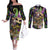 Mardi Gras Alligator Couples Matching Off The Shoulder Long Sleeve Dress and Long Sleeve Button Shirt Fleur De Lis Glitter Style