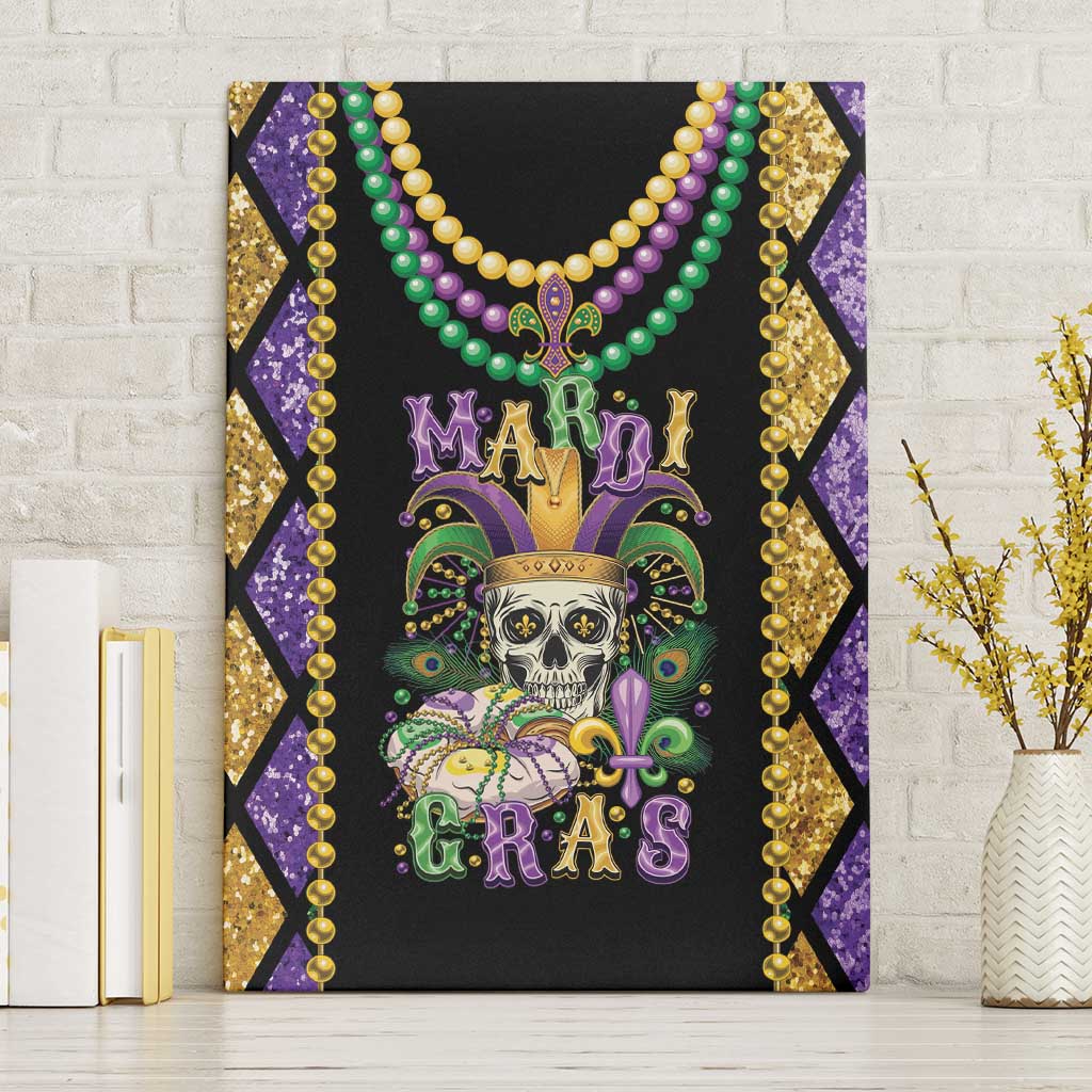 Mardi Gras Skull Canvas Wall Art Beads Fleur De Lis