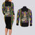 Mardi Gras Skull Couples Matching Long Sleeve Bodycon Dress and Long Sleeve Button Shirt Beads Fleur De Lis