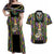 Mardi Gras Skull Couples Matching Off Shoulder Maxi Dress and Hawaiian Shirt Beads Fleur De Lis