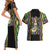 Mardi Gras Skull Couples Matching Short Sleeve Bodycon Dress and Hawaiian Shirt Beads Fleur De Lis