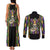 Mardi Gras Skull Couples Matching Tank Maxi Dress and Long Sleeve Button Shirt Beads Fleur De Lis