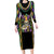 Mardi Gras Skull Family Matching Long Sleeve Bodycon Dress and Hawaiian Shirt Beads Fleur De Lis