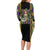 Mardi Gras Skull Family Matching Long Sleeve Bodycon Dress and Hawaiian Shirt Beads Fleur De Lis