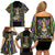 Mardi Gras Skull Family Matching Off Shoulder Short Dress and Hawaiian Shirt Beads Fleur De Lis