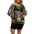 Mardi Gras Skull Family Matching Off Shoulder Short Dress and Hawaiian Shirt Beads Fleur De Lis