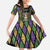 Mardi Gras Skull Family Matching Short Sleeve Bodycon Dress and Hawaiian Shirt Beads Fleur De Lis