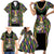 Mardi Gras Skull Family Matching Short Sleeve Bodycon Dress and Hawaiian Shirt Beads Fleur De Lis