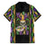 Mardi Gras Skull Family Matching Short Sleeve Bodycon Dress and Hawaiian Shirt Beads Fleur De Lis