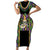 Mardi Gras Skull Family Matching Short Sleeve Bodycon Dress and Hawaiian Shirt Beads Fleur De Lis