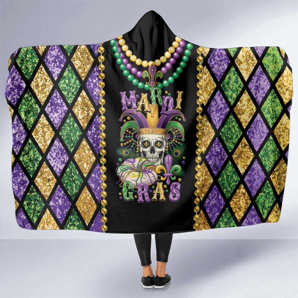 Mardi Gras Skull Hooded Blanket Beads Fleur De Lis