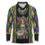 Mardi Gras Skull Long Sleeve Polo Shirt Beads Fleur De Lis - Wonder Print Shop