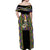 Mardi Gras Skull Off Shoulder Maxi Dress Beads Fleur De Lis - Wonder Print Shop