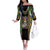 Mardi Gras Skull Off The Shoulder Long Sleeve Dress Beads Fleur De Lis - Wonder Print Shop