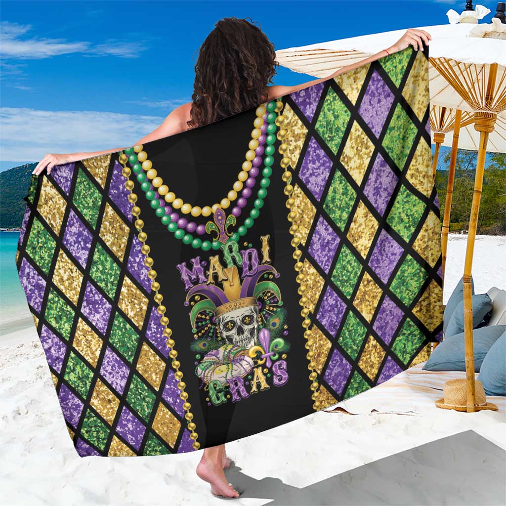 Mardi Gras Skull Sarong Beads Fleur De Lis