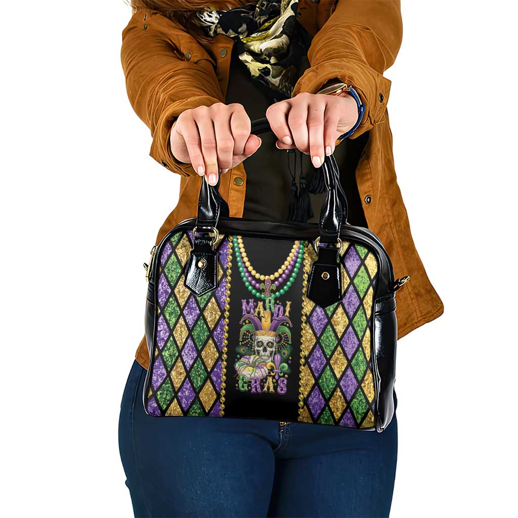 Mardi Gras Skull Shoulder Handbag Beads Fleur De Lis