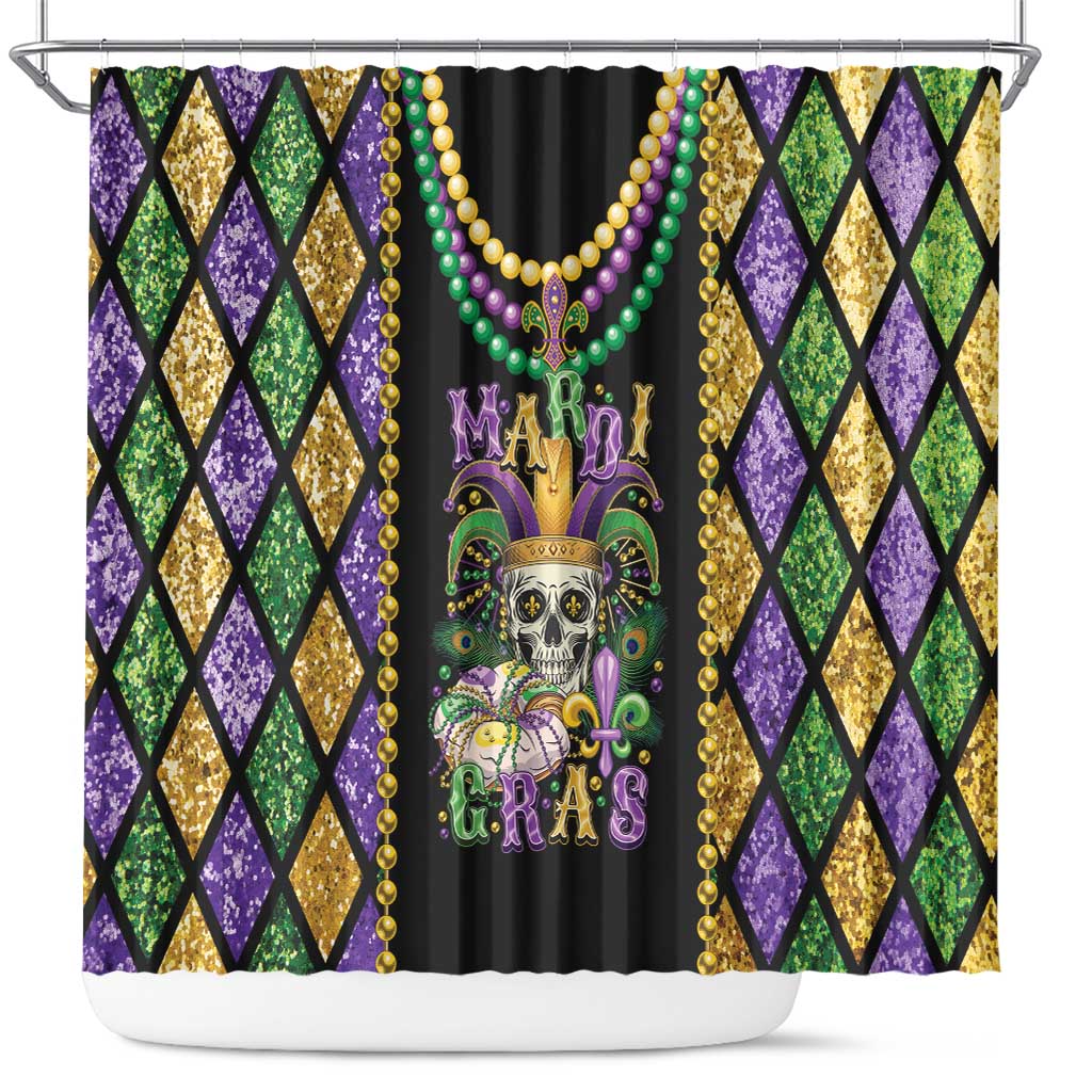 Mardi Gras Skull Shower Curtain Beads Fleur De Lis