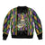 Mardi Gras Skull Sleeve Zip Bomber Jacket Beads Fleur De Lis