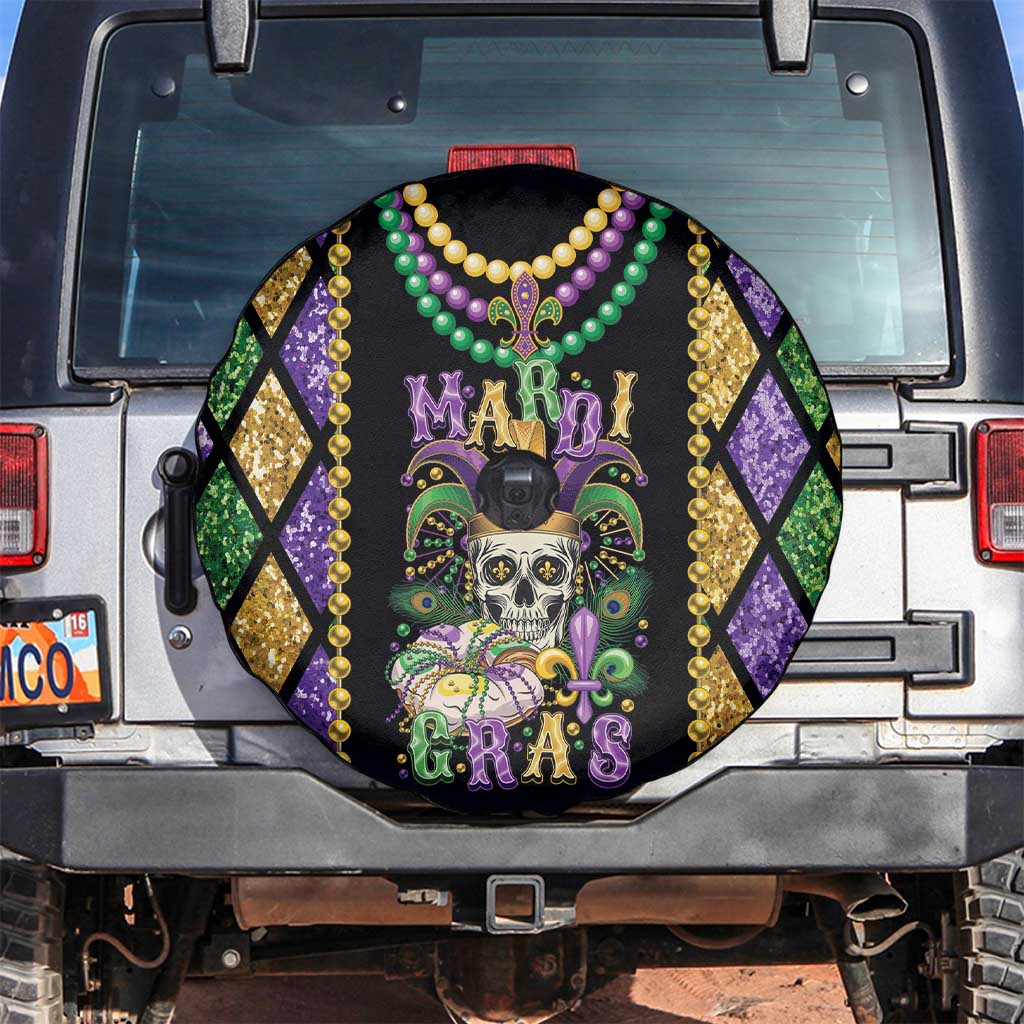 Mardi Gras Skull Spare Tire Cover Beads Fleur De Lis