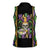 Mardi Gras Skull Women Sleeveless Polo Shirt Beads Fleur De Lis