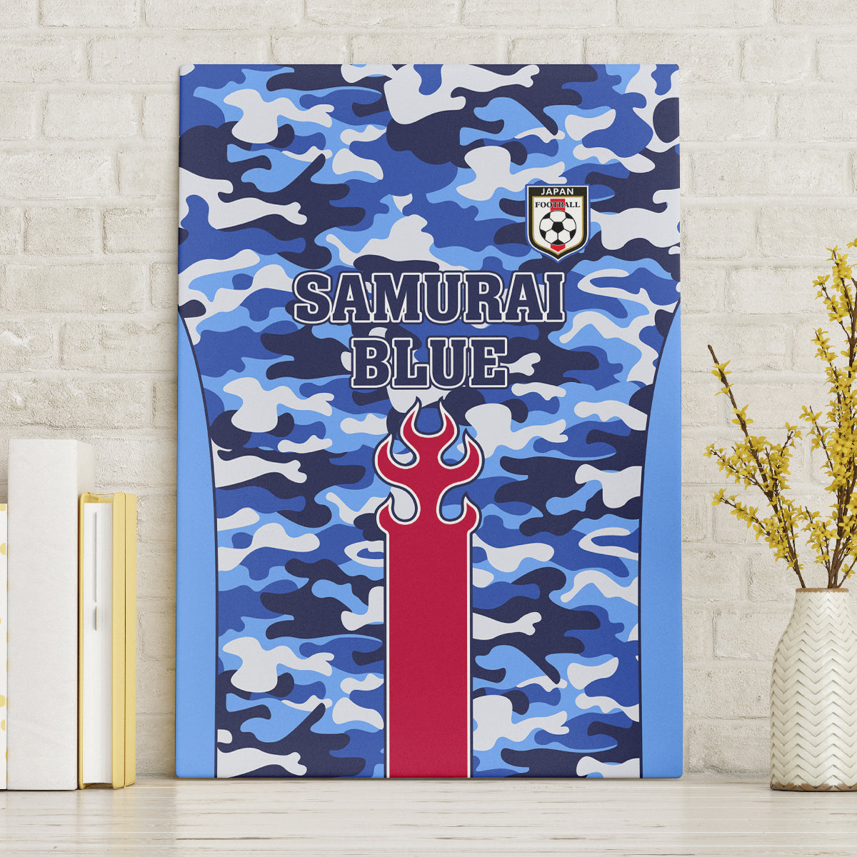 Japan Football Canvas Wall Art Come On Samurai Blue - Wonder Print Shop