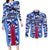 Japan Football Couples Matching Long Sleeve Bodycon Dress and Long Sleeve Button Shirt Come On Samurai Blue - Wonder Print Shop