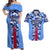 Japan Football Couples Matching Off Shoulder Maxi Dress and Hawaiian Shirt Come On Samurai Blue - Wonder Print Shop