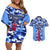 Japan Football Couples Matching Off Shoulder Short Dress and Hawaiian Shirt Come On Samurai Blue - Wonder Print Shop