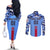 Japan Football Couples Matching Off The Shoulder Long Sleeve Dress and Long Sleeve Button Shirt Come On Samurai Blue