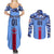 Japan Football Couples Matching Summer Maxi Dress and Long Sleeve Button Shirt Come On Samurai Blue - Wonder Print Shop