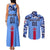 Japan Football Couples Matching Tank Maxi Dress and Long Sleeve Button Shirt Come On Samurai Blue - Wonder Print Shop