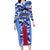 Japan Football Family Matching Long Sleeve Bodycon Dress and Hawaiian Shirt Come On Samurai Blue - Wonder Print Shop