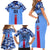 Japan Football Family Matching Short Sleeve Bodycon Dress and Hawaiian Shirt Come On Samurai Blue - Wonder Print Shop